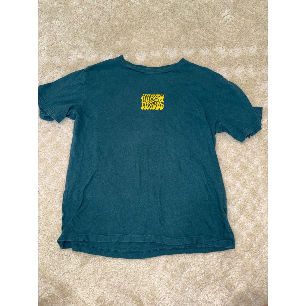 Old Navy Boys Large 10-12 Happy Days on the Waves Surfer Graphic T-Shirt Teal